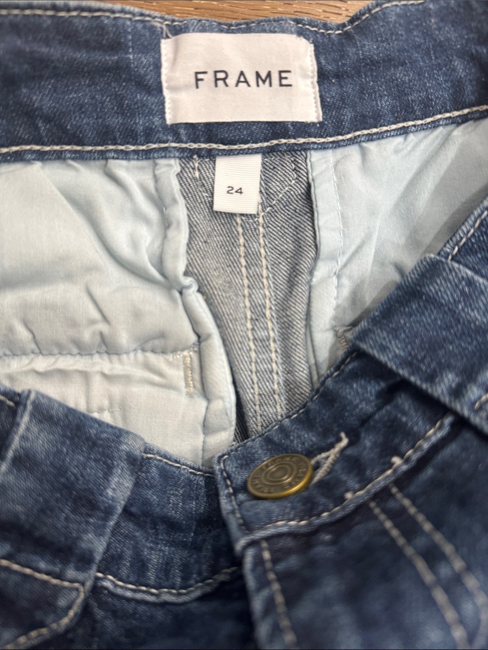 FRAME Gabriel Cropped Wide Leg Jeans Dark Wash Size 24 - Picture 4 of 6